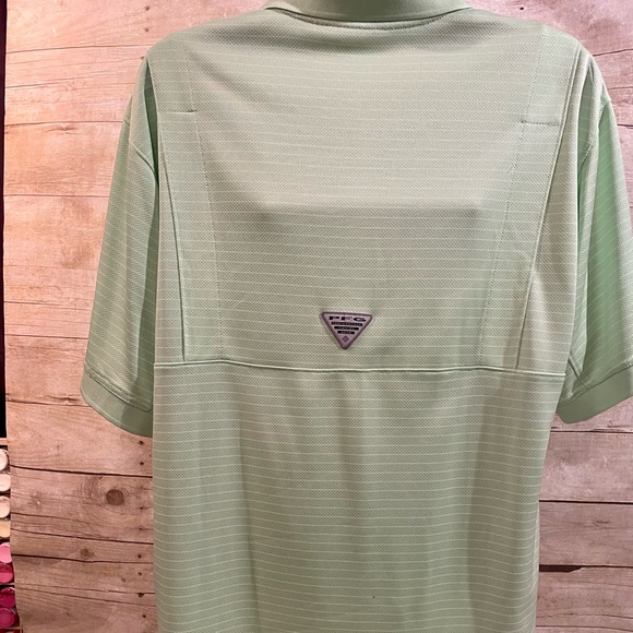 Columbia Men’s PFG Breathable Fishing Green Striped Polo Size Medium - Picture 3 of 9